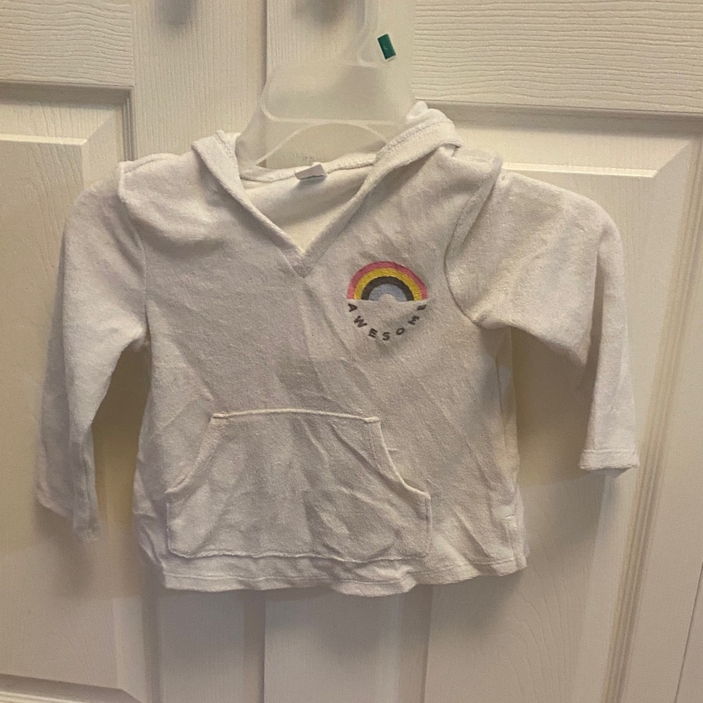 Old Navy Kids White Hoodie with Rainbow Design